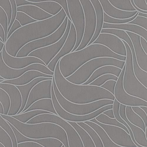 marburg Tapete Grau Grafisch - Blatt, Blätter, Floral, Pflanze - Ideal für Wohnzimmer - Colani Visions - Made in Germany - 10,05m X 0,70m - 53346