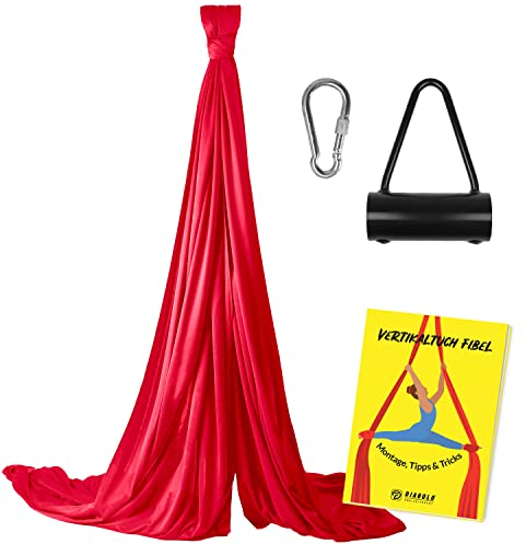 Diabolo Freizeitsport Vertikaltuch Set mit Triangelhalter 8 m in rot, Tips & Tricks Anleitung, Aerial Yogatuch