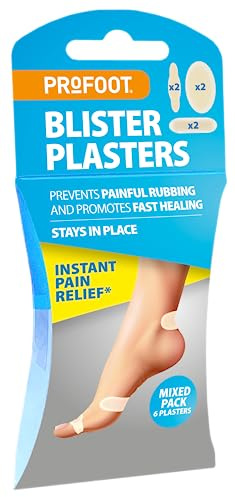 Profoot Blister Plasters - Mixed Sizes - Ideal for Painful Blisters - Prevents Painful Rubbing - Instant Pain Relief - 6 per Pack | Provides Instant Pain Relief and Prevents Painful Rubbing, 6 Plasters per Pack