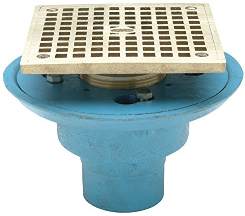 Zurn FD2254-NH2-S5 No-Hub Square Shower Drain with 5 Square Nickel Head Assembly, 2