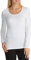 Womens Long Sleeve Stretch Plain Round Scoop Neck T Shirt Top Ladies Fitted Tee (White, 8-10)