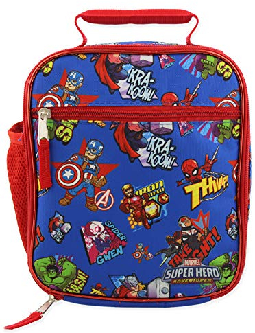 Marvel Super Hero Adventures Avengers Boys Soft Insulated School Lunch Box (One Size, Blue/Red)