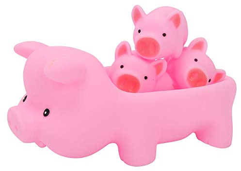 Juguete de baño para bebés, 4pcs Muñeca de Cerdo Dibujos Animados de Agua Rosada Encantadora Juguetes de baño para bebés Jugar a la Piscina de Agua Bañera Juguete para niños pequeños