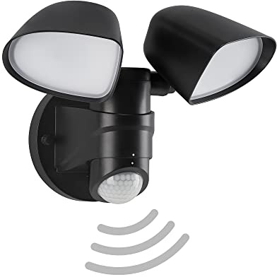 TELEFUNKEN - LED Außenleuchte, Außenwandspot mit Sensor, schwenkbar 10 Watt, 1000 Lumen, 4000 Kelvin neutral weißes Licht, IP44, 258x218x160mm (LxBxH), Ausladung 160mm, schwarz