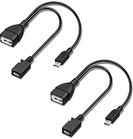 OTG Cable for Fire Stick 4K Max Lite Cube, Compatible with Playstation Classic, SNES Mini - Micro USB Host OTG Adapter with Power, 2-Pack