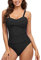 Yuson Girl Costume da Bagno Intero da Donna Sexy Costume Interi Push Up Tinta Unita Bikini Un Pezzo Vita Alta Floral Bandeau Swimsuit con Tracolla Regolabile Estate(Nero, M)