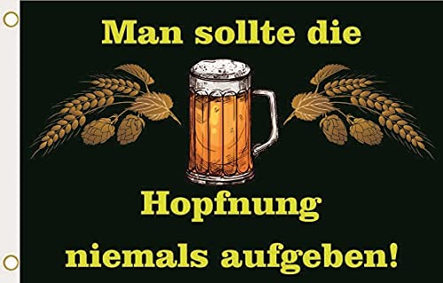 U24 Flagge Fahne Bierfahne Man sollte die Hopfung niemals aufgeben. Bier 90 x 150 cm