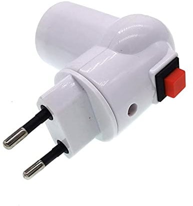 TWDRTDD Portalampada E27 con Interruttore Pulsante On/off,Basi Portalampada E27to AC Power 220V E/U Plug Portalampada Bulb Adattatore convertitore,per Lampada da Parete,Lampada da Muro (Pack of 1)