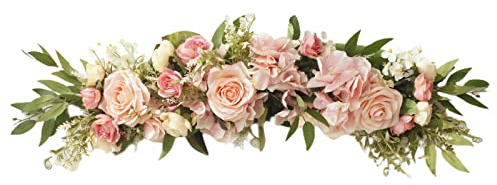 BFYDOAA Rose Swag Flowers,Wedding Arch Flowers Artificial Pink Rose Peony Swag with Green Leaves Wreath for Wedding Arch Front Door House Wall Decoration