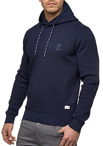 Indicode Herren Longview Sweatshirt mit Kapuze | Hoodie Kapuzenpullover für Männer Navy, XL