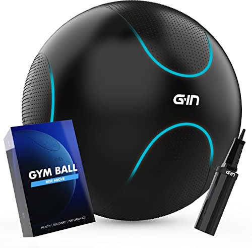 G-IN Gymnastikball 55 cm Sitzball Büro [Anti-Burst] für Büro Fitness Yoga Balance - INKL. Luft-Pumpe - Schwangerschaftsball Fitnessball Yogaball