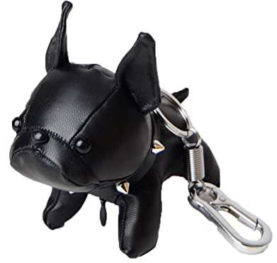 Ekakashop Schlüsselanhänger Französische Bulldogge Schlüsselanhänger Pu Leder Hund Schlüsselbund Auto Schlüsselring Auto Anhänger Taschenanhänger mit Metallring Universal Anhänger