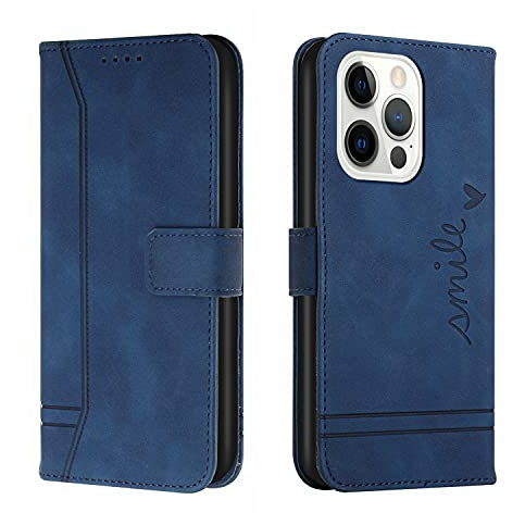 Trugox Handyhülle für Apple iPhone 13 Pro Hülle Klappbar Klapphülle mit Kartenfach Handytasche Handy Schutzhülle Tasche Leder Wallet Flip Case Slim Book Cover - Blau