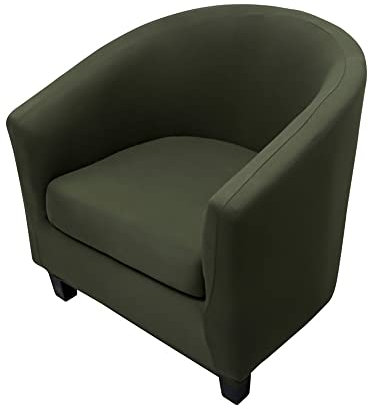 Highdi Sesselschoner Sesselüberwurf mit Elastisch Stretch Husse 2 Stück, Club Chair Schonbezug Sofabezug mit hoher Dehnung Sessel für Loungesessel Cocktailsessel (Armeegrün einfarbig)