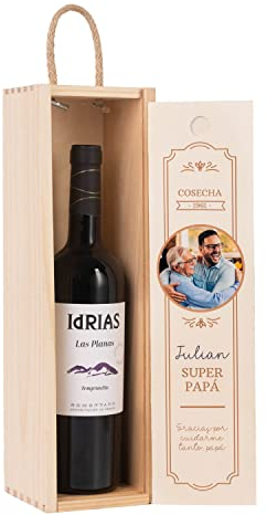 Wanapix | Pack Caja de Vino Personalizada con Botella de Vino para Regalar | Vino Ecológico | Caja de Vino Personalizada con Botella de Vino| Regalo para Ocasión Especial (Caja Individual, Blanco)