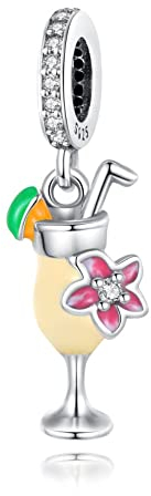 BEEUVIP Damen Cocktailglas Dangle Charm Anhänger für Armband 925 Sterling Silber Geburtsstein Charms Beads passend für Armband