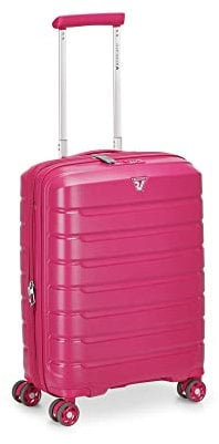 RONCATO B-FLYING Valigia Trolley Cabina Espandibile 4 Ruote 55x40x20/25 cm Rigida con Chiusura TSA, Bagaglio a Mano - MAGENTA