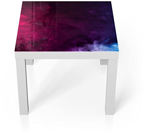 DEQORI Glastisch | weiß klein 55x55 cm | Motiv Bunter Farbdunst | ausgefallener Beistelltisch aus Glas | Hochglanz Couchtisch fürs Wohnzimmer | moderner Couch Tisch mit Design