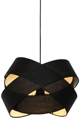 Qazqa - Moderne Hängelampe I Pendellampe I Pendelleuchte schwarz - Stoff I Wohnzimmer I Schlafzimmer - Textil Rund - LED geeignet E27