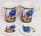 Art Deco Village 2 Mugs & 2 Coasters Exclusive Set Fine China 10.5 oz 300 ml Cups & 9.5 cm Lids Colourful Country Scene Hand Decorated UK
