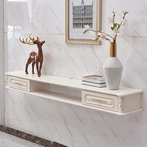 GREMBI Wall-Mounted Tv Cabinet Projector Set-Top Box Wifi Tv Component Storage Shelf Photo Display Shelf Wall Shelf Floating Shelf Tv Shelf Wall Mount Corner Shelves/White