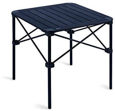 iClimb Zusammenklappbarer quadratischer Tisch aus Aluminium, leicht, stabil, mit Tragetasche, für Camping, Picknick, Garten, Grillen, Camping, Küche (schwarz, M)