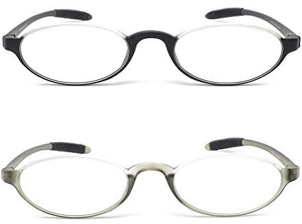 Mcoorn Occhiali da Lettura Ovale Retrò per Uomo Donna, Vintage Mezza Montatura Inferiore, Diottrie +1,75