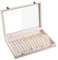 Frebeauty 15 Hooks Necklace Tray Velvet Neck Organiser with Clear Lid Lockable Necklace Holder Box Jewellery Organiser for Pendant Chains Necklace Jewellery Tray for Women Girls(Beige)