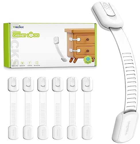 Kindersicherung Schrank 6 Stück, Schubladensicherung Baby, Türsicherung Kinder, Baby Sicherung für Schränke, Tür, Kühlschrank, Schubladen, Öfen, Toilette, Möbel – ohne Bohren, robust und langlebig