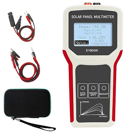 WapoRich Tester modulo PV Photovoltaik-Panel-Multimeter 800W, Solarpanel-MPPT-Tester-Leistungsmesser für Spannungs-Fehlerbehebung und PV-Prüfung mit automatischer Erkennung