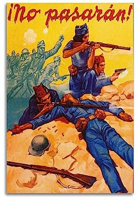 KYNA Vintage-Kriegsposter They Shall Not Pass! Spanischer Bürgerkrieg, dekoratives Gemälde, Leinwand, Wandposter und Kunstbild, modernes Familien-Schlafzimmer, Dekor-Poster, 50 x 75 cm
