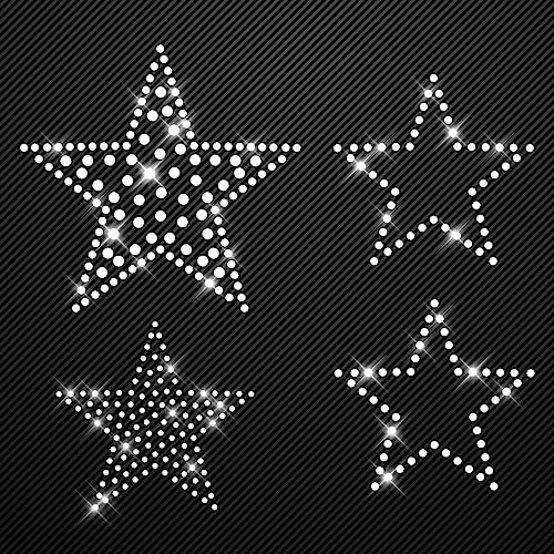 Glitzerdeals Bügelbilder Karneval Sterne Aufbügler für Textilien 1 x 10 cm Stern und 3 x7cm Strass Bügelbild für Textilien Hot-fix iron-on-transfer