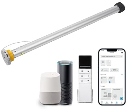 Wiederaufladbares Zigbee Smart-Rollo-Motor-Set, automatischer Vorhangöffner, App-Steuerung für 38-mm-Rohr, kompatibel mit Alexa, kein Hub erforderlich