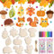 JOYEASE Bastelset Herbst, 40 Stück Herbst Basteln Kinder Holzanhänger zum Bemalen, Bastelsets für Kinder mit Igel Fuchs Eulen Eichhörnchen Kürbis Herbstblätter, DIY Herbstdeko Kreativsets