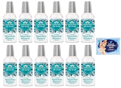 12er-Pack Giardino dei Sensi Profumo Muschio Bianco,Parfum für Damen Weißer Moschus 100ml + 1er-Pack Kostenlos Felce Azzurra Talkumpuder, 100g-Beutel