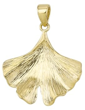 JC Trauringe Gold Anhänger Ginkgo Blatt in Echt 585 Gold klassische, schlichte Goldanhänger Goldschmuck Damen Schmuck in Gelbgold Kettenanhänger inkl. Schmucketui 8599