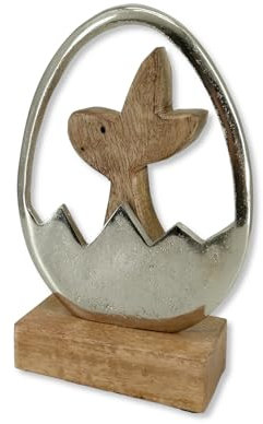 Holz und Metall Osterdeko Holz und Metall Osterhase im Ei 10 x 15cm Holz und Metall Hase mit Oster-Schriftzug 40 x 26cm Osterdekoration Tisch-Deko Osterhase
