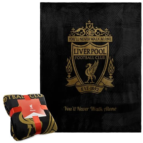 Liverpool F.C. Fleecedecke, weiche Fussball Kuscheldecke 125 x 150 cm (Schwarz)