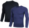 AMZSPORT Kompressionsshirt 2er Pack Herren Langarm Funktionsshirt Schnelltrocknendes Laufshirt Atmungsaktiv Sportshirt für Männer, Schwarzblau XL