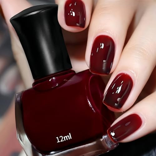 12ml Red Nail Polish,Dark Re/d Nail Varnish,Quick Dry Nail Polish,Wine R/ed N/ail Varnish,Long Lasting Nai/l Varnish,Cherry Red N/ail Polish with Water Based Formula,Na/il Polish DIY Nail Art