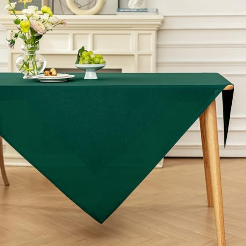 Moonooda Tischdecke Grün Waschbar, 100X100cm Tischdecken Tischtuch aus Polyester, Leicht wasserabweisend mit Lotuseffekt, Dauerhaft Kratzfest für Haus, Hochzeiten, Party