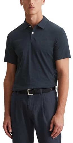 Marc O'Polo Herren Kurzarm-Poloshirt aus Bio-Baumwolle Shaped Fit, Blau (Dark Navy), XL