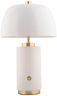 Leitmotiv Tischlampe Freya Led - Weiß - Ø18cm - Rund - Eisen - Tischleuchte Wohnzimmer & Schlafzimmer - Tischlampen modern