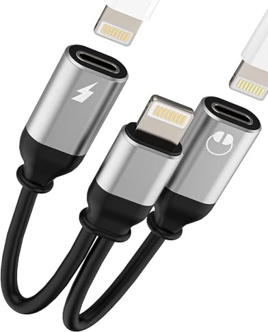 Adaptateur Jack Ecouteur Lightning Double(Lot De 2)pour IPhone 14 13 Pro Max Prise écouteurs Et Chargeur Câble AUXiliaire Audio Certifié Pour Apple MFI Connecteur Casque Splitter Pour IPad Accessoires