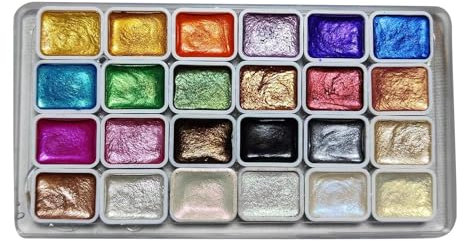 Ensemble de peinture aquarelle, 24 couleurs métallisées, peintures aquarelles professionnelles, ensemble de peinture gouache portable, boîte de peinture solide pour, adultes, fournitures