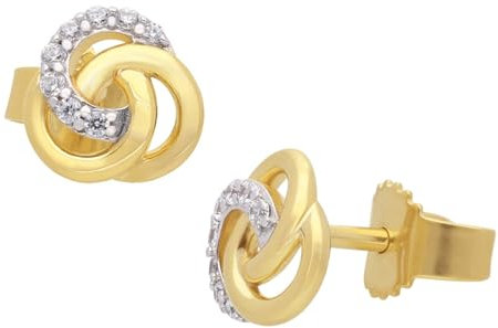 GLIZZ Damen-Ohrringe Gold 333/8K Knoten Ohrstecker Mit Zirkonias zauberhafter Ohrschmuck für Frauen, wunderschönes Accessoire und edle Geschenkidee GL8675