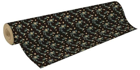 Clairefontaine - 223919C - Un Rouleau de Papier cadeau Tiny Roll - Grande longueur - Kraft 70g - Motifs : Gui fond noir - Dimensions : 50x0,35m - Format Compact - Emballage Cadeau Noël