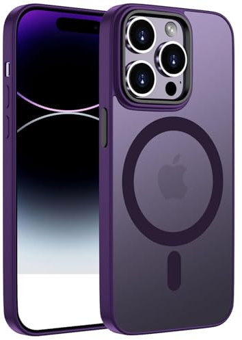 ORDA Magnetisch Hülle für iPhone 14 Pro Kompatibel mit MagSafe,für iPhone 14 Pro Case Durchscheinende Matt Handyhülle Rückseite Cover Stoßfest Schutzhülle Lila
