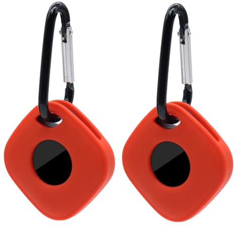 Silicone Case for Tile Mate 2024/2022 Bluetooth Tracker with Carabiner, Anti Lost Waterproof Dog Collar Holder Soft Secure Protective Cover Finder for Keys, Bags, Pet Collar Tag, 2 Pack (Red)