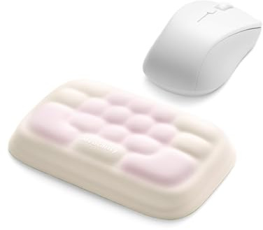 Meatanty Ergonomic Mouse Wrist Rest Pad: 2-in-1 Memory Foam & Cooling Gel, WFH/Gaming/Programming Hand Support, Anti-Slip Base for Office/Mac/Laptop, Prevent & Relieve Carpal Tunnel Pain (White&Pink)